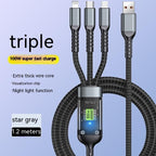 Three-in-one Mobile Phone With Light 6A Super Fast Charge Data Cable