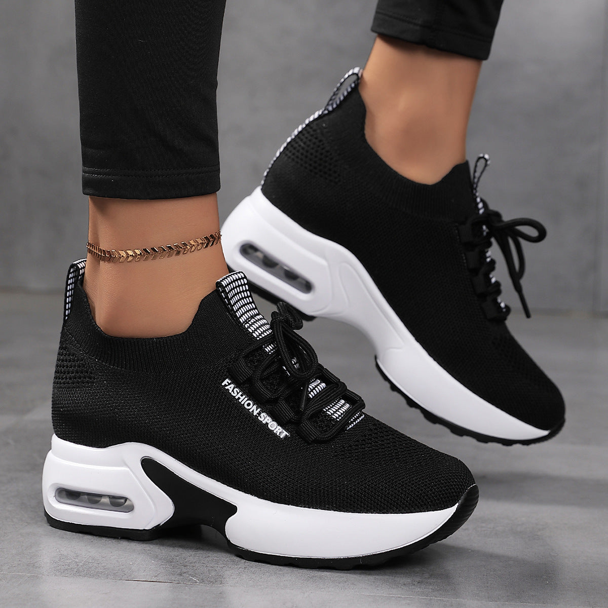 Fly-knit Sneakers Summer Height Increasing Insole Women's Mesh Casual Shoes