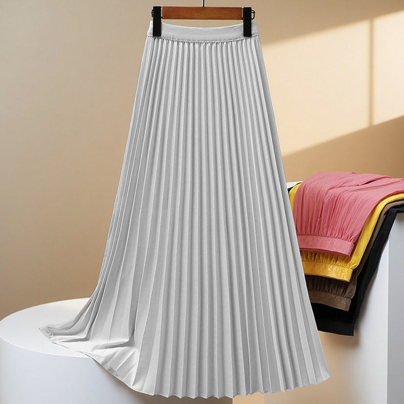 Women's Solid Color Fashion Pleated High Waist Pleated Skirt