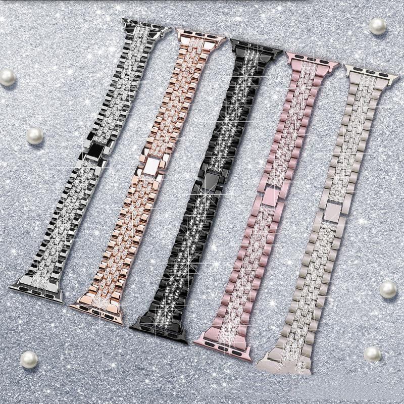 Zinc Alloy Diamond Inlaid Metal Chain Strap