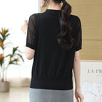 Summer Ice Silk Short Sleeve T-shirt Women