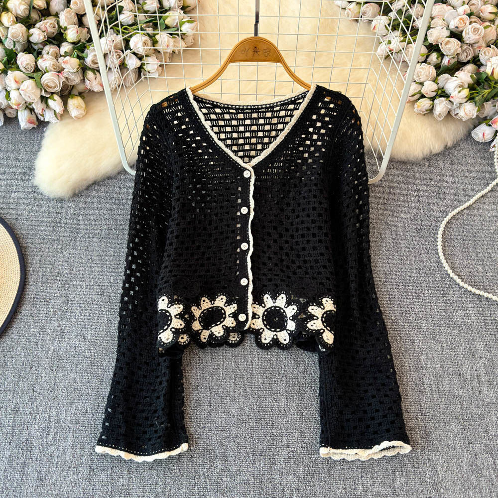 Autumn Hollow Crocheted Flower Sweater