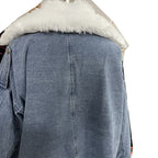 Washed White Short Denim Fur Integrated Jacket