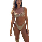 New High Waist Plaid Split Women's Swimsuit Swimsuit