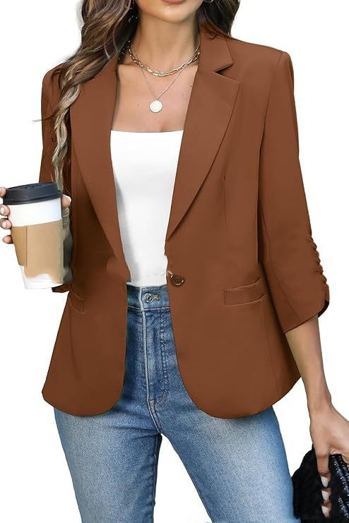 Solid Color Lightweight Slim Suit Jacket