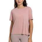 Women's Side Drawstring Yoga Clothes Casual Short Sleeve