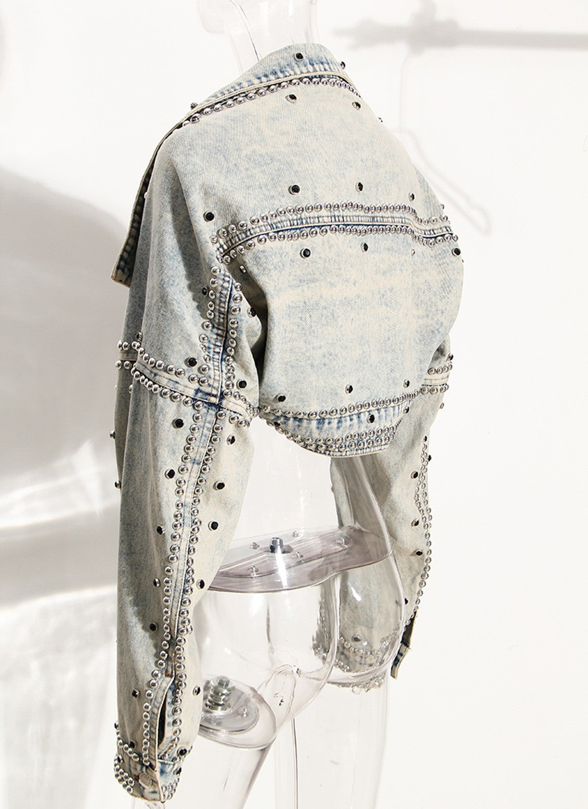 Women's High Waisted Shawl Denim Short Jacket