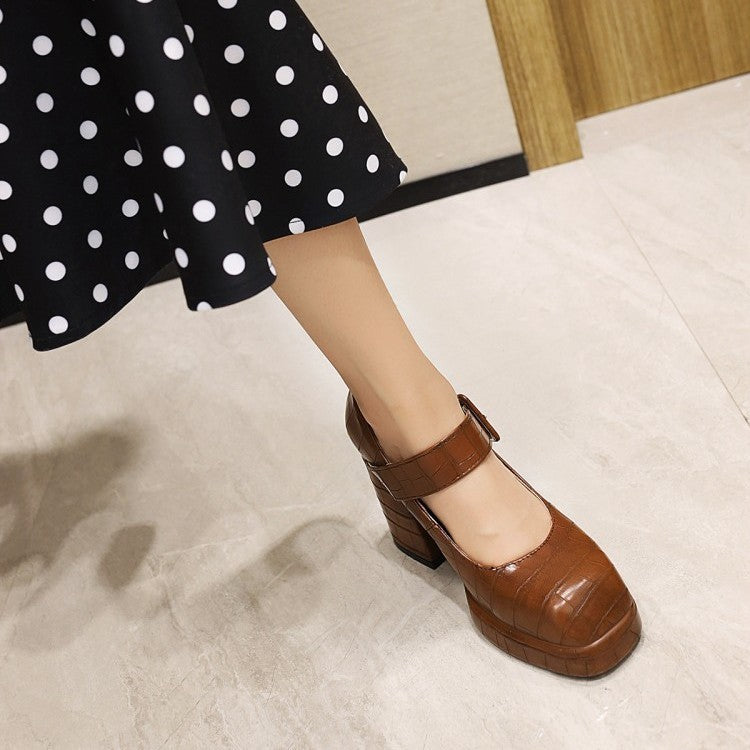 Women's Pure Color All-matching Chunky Heel High Heels