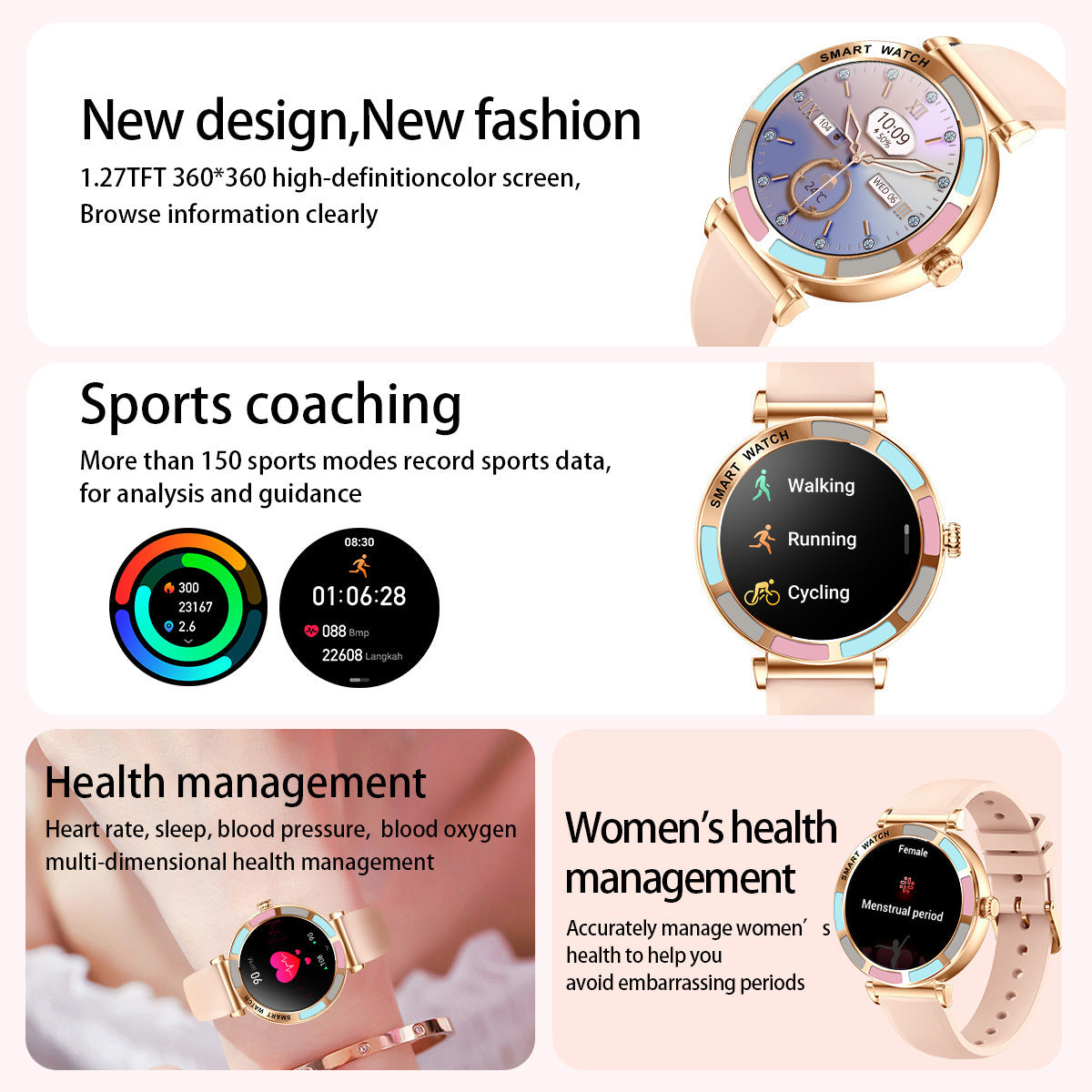 H20 Smart Watch Women's HD Bluetooth Calling